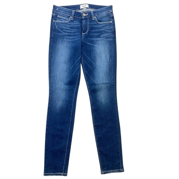 Paige Jeans Women 28 Blue Ultra Skinny Stretch Mildly Distressed Whiskering - Picture 1 of 15